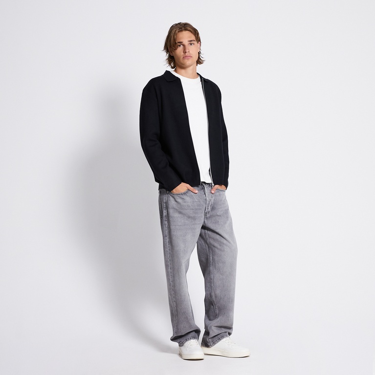 Zip Knit Cardigan "Reed" Black